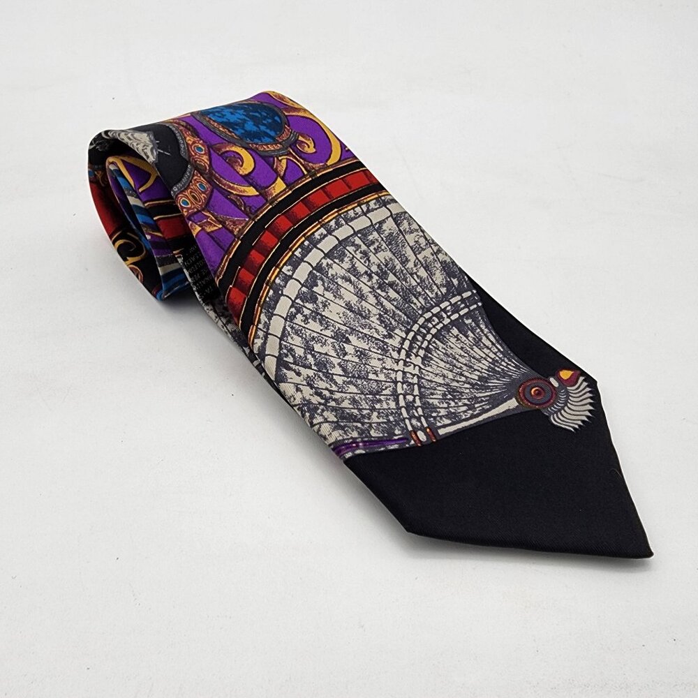 Gianni Versace 100% Silk Tie 1990's Baroque Fan